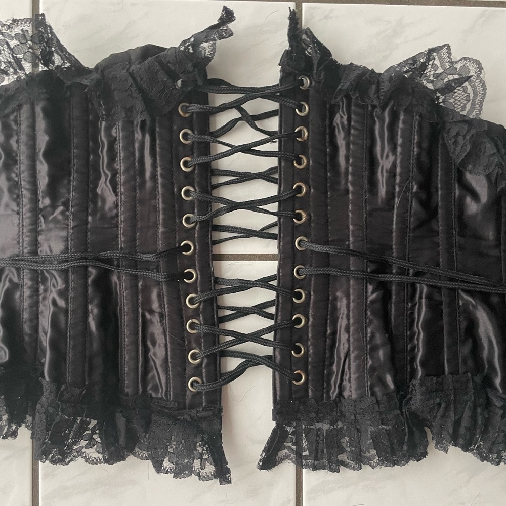 Black Steel Boned Corset Waist Trainer